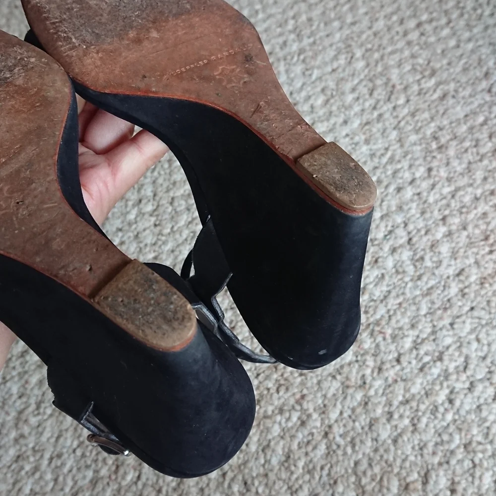 Loeffler Randall suede leather Piper Wedge in black size 7.5